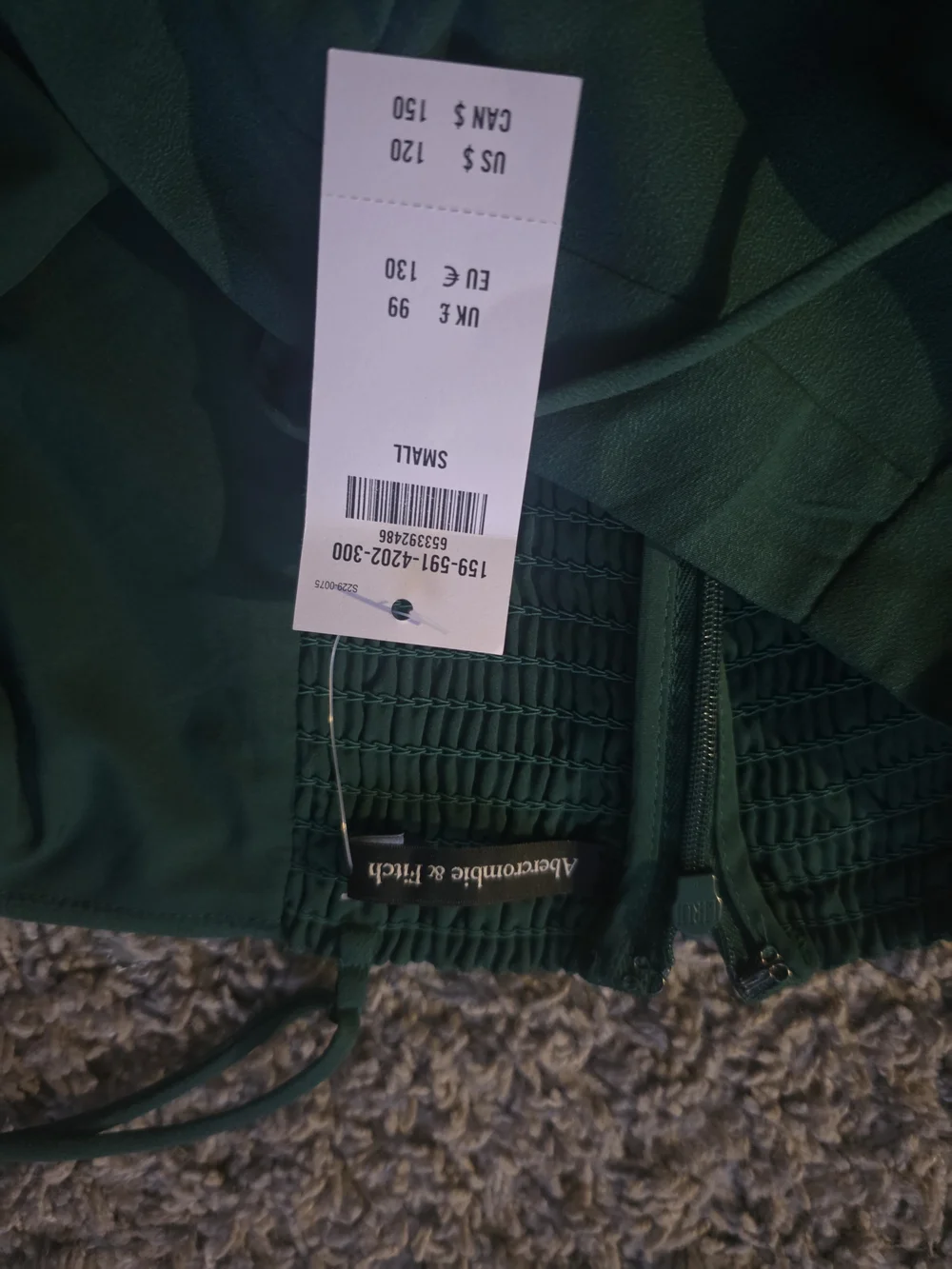 Abercrombie & Fitch Forest Green Spaghetti-Strap Maxi Dress